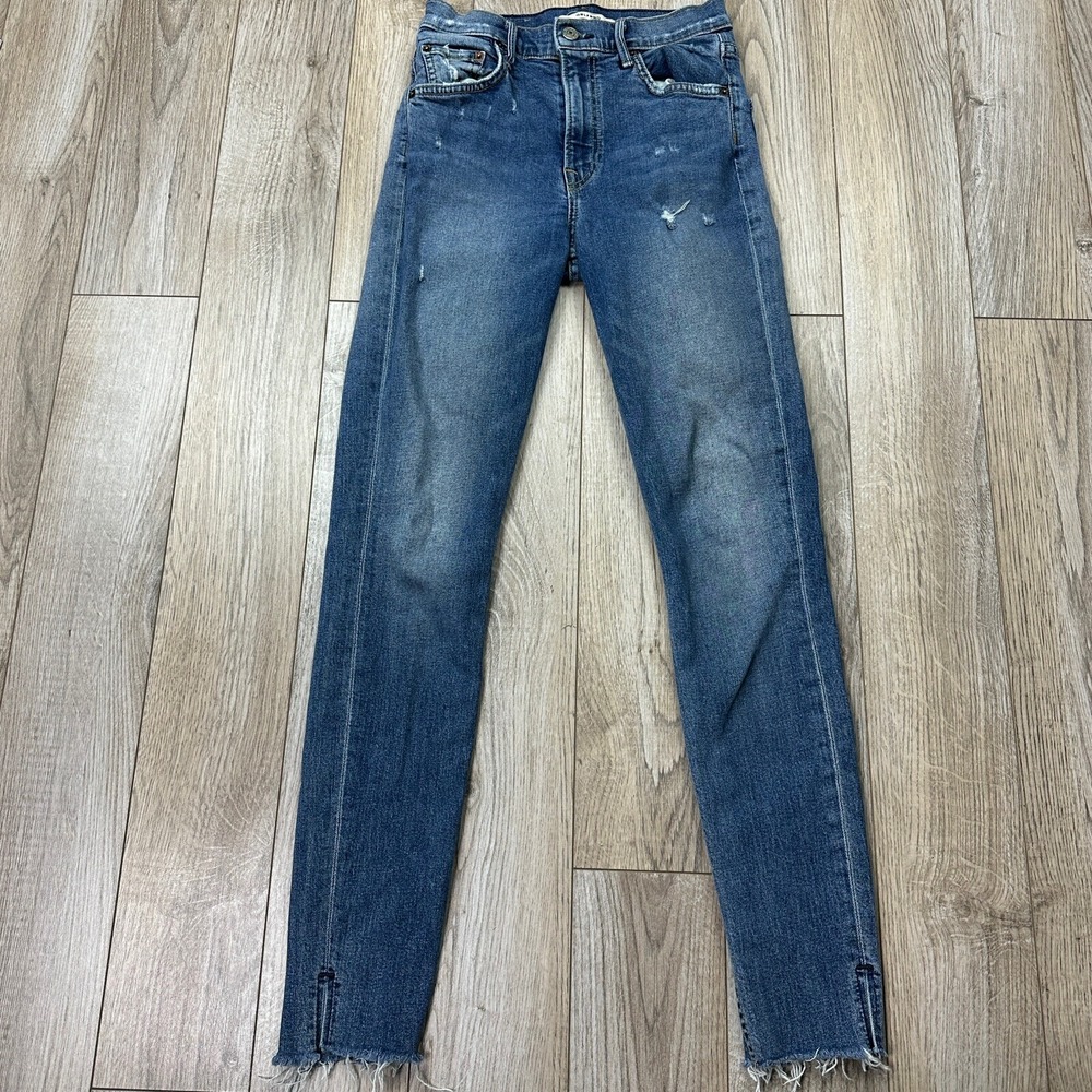GRLFRND Kendall Jeans Womens 24 Blue Slim Fit Frayed‎ Hem Denim